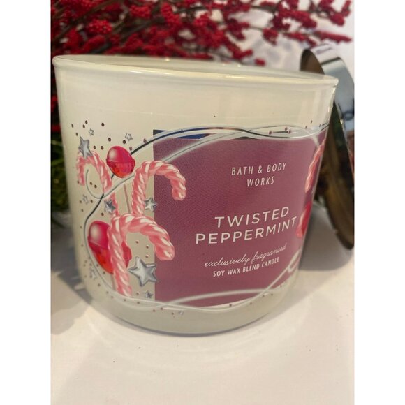 Bath & Body Works “Twisted Peppermint” New 3 Wick Candle - Picture 2 of 6